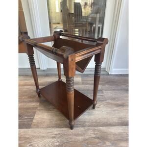 Vintage Ethan Allen Heirloom Maple Magazine Rack Canterbury Side Table 22.5x20”